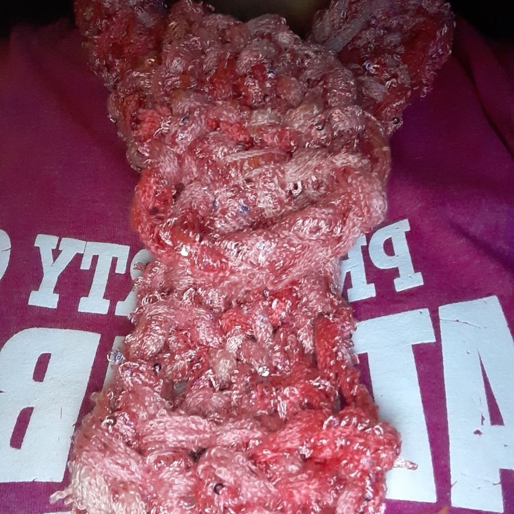 One coral scarf